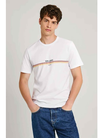 pepe jeans ανδρικό t-shirt με contrast ρίγες και λογότυπο
