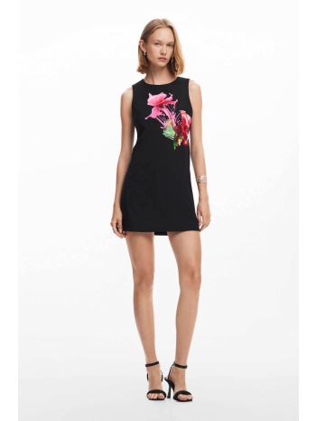 desigual γυναικείο mini φόρεμα αμάνικο με floral print