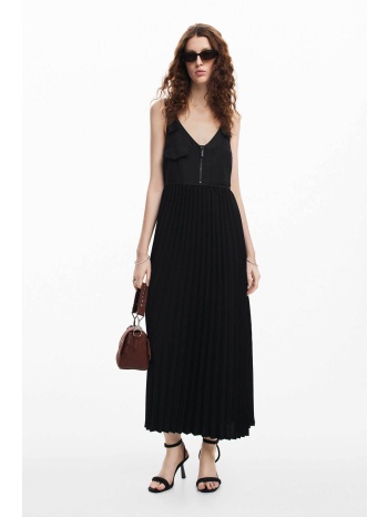 desigual γυναικείο maxi φόρεμα μονόχρωμο με τσέπες