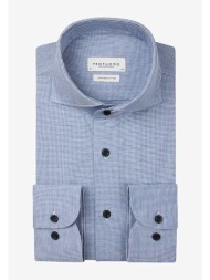 profuomo ανδρικό πουκάμισο με μικροσχέδιο japanese knitted slim fit - ppvh30048a μπλε