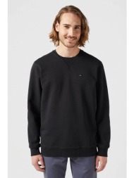 wrangler® ανδρική μπλούζα φούτερ με λογότυπο regular fit `sign off` - 112350535-** μαύρο