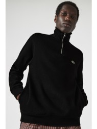 lacoste ανδρική μπλούζα φούτερ με κεντημένο λογότυπο - sh1927 μαύρο