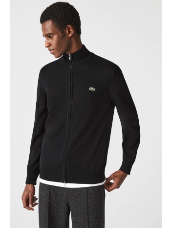 lacoste ανδρική πλεκτή ζακέτα με κεντημένο λογότυπο 