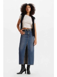 levi`s® γυναικεία βαμβακερή φούστα midi denim πεντάτσεπη με σκίσιμο - a75120005 denim blue