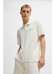 hugo boss ανδρική μπλούζα polo με logo print regular fit - 50516651 λευκό
