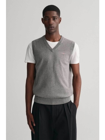 gant ανδρικό αμάνικο πουλόβερ με v λαιμόκοψη και κεντημένο