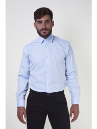 the bostonians ανδρικό μονόχρωμο πουκάμισο με κεντημένο λογότυπο - amp1402 denim blue ανοιχτό