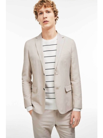 lacoste ανδρικό σακάκι μονόχρωμο από βαμβάκι και λινάρι σε προσφορά