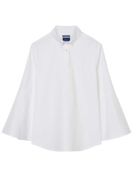 gant γυναικεία μπλούζα μονόχρωμη με φαρδύ μανίκι και κεντημένο μονόγραμμα - 4321003 λευκό