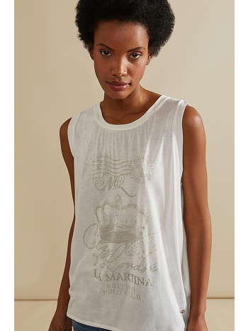 la martina γυναικεία μπλούζα αμάνικη με print loose fit σε προσφορά