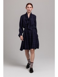 gant γυναικείο φόρεμα flared με καρό σχέδιο `structured βow τie` - 4503105 μπλε σκούρο