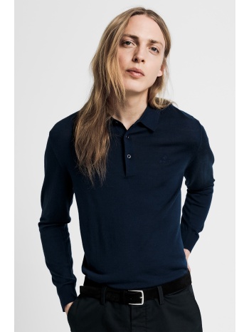 gant ανδρική πλεκτή πόλο μπλούζα μονόχρωμη - 8050067 μπλε σε προσφορά