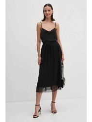 dkny γυναικεία τούλινη midi φούστα ψηλόμεση με ελαστική μέση - p4dgsm37 μαύρο