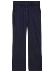 gant γυναικείο chino παντελόνι μονόχρωμο με τσέπες και κεντημένο μονόγραμμα - 4150079 μπλε σκούρο