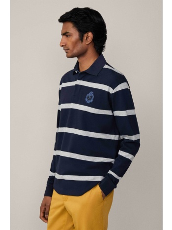 hackett ανδρική πόλο μπλούζα με ριγέ σχέδιο και logo patch