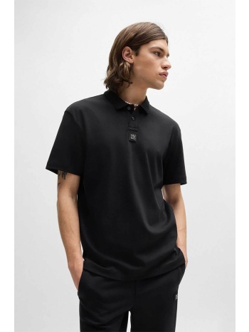 hugo boss ανδρική μπλούζα πόλο μονόχρωμη με logo patch