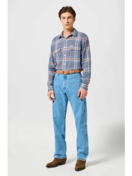 wrangler® ανδρικό τζιν παντελόνι πεντάτσεπο με logo patch bootcut fit - 112358497-** denim blue ανοι