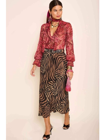 rixo γυναικεία midi φούστα μεταξωτή με tiger print `ardith`