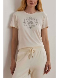 lauren ralph lauren γυναικείο t-shirt με graphic logo από τρουκς relaxed fit - 200940495002 κρέμ