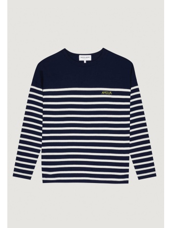 maison labiche γυναικείο ριγέ πλεκτό με κέντημα `amour` 