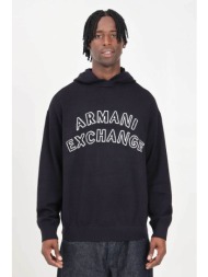 armani exchange ανδρική μπλούζα φούτερ με letter print - 6dzm2yzm4nz μπλε σκούρο