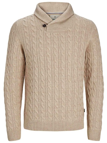 jack & jones ανδρικό πουλόβερ με cable knit pattern και