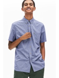 lacoste ανδρικό καρό πουκάμισο με κοντό μανίκι regular fit - ch0004 μπλε σκούρο