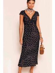 rixo γυναικείο midi φόρεμα satin με πουά σχέδιο `iggy` - 010.02381.324.04740 μαύρο