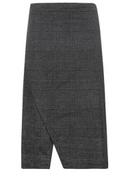 dkny γυναικεία midi φούστα με καρό σχέδιο και σκίσιμο - d2g4a201 γκρι σκούρο