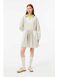 lacoste γυναικείο mini φόρεμα με πλισέ κάτω μέρος και λογότυπο relaxed fit - ef3250-00 μπεζ