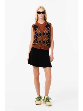 lacoste γυναικεία πλεκτή mini φούστα ribbed με κεντημένο