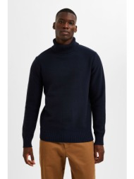 selected ανδρικό πουλόβερ ζιβάγκο μονόχρωμο - 16086644 μπλε σκούρο