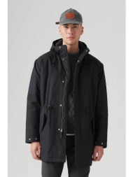 levi`s® ανδρικό μπουφάν παρκά με κουκούλα και logo patch standard fit - a85630000 μαύρο