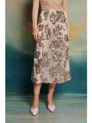 sister jane γυναικεία midi φούστα wrap με παγιέτα `giselle sequin wrap` - skd079nud nude