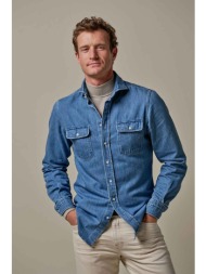 profuomo ανδρικό denim overshirt relaxed fit - ppvh30063a denim blue