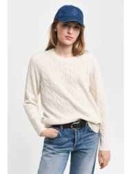 gant γυναικείο μάλλινο πουλόβερ με cable knit pattern regular fit - 4805315 κρέμ