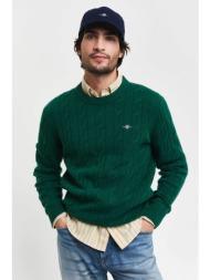 gant ανδρικό μάλλινο πουλόβερ με cable knit pattern regular fit - 8050213 πράσινο