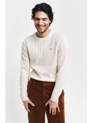 gant ανδρικό μάλλινο πουλόβερ με cable knit pattern regular fit - 8050213 κρέμ