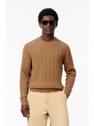 lacoste ανδρικό μάλλινο πουλόβερ με cable knit pattern και κεντημένο λογότυπο classic fit - ah2924-0
