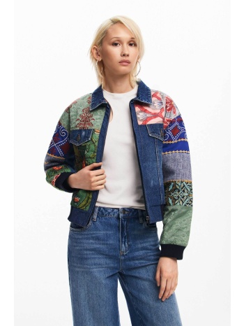 desigual γυναικείο denim jacket με all-over print και