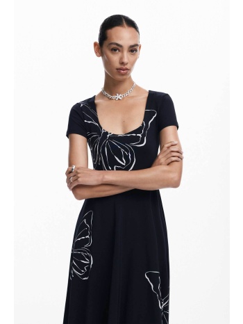 desigual γυναικείο midi φόρεμα με all-over butterfly print