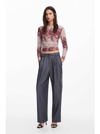 desigual γυναικείο παντελόνι μονόχρωμο με ασορτί ζώνη