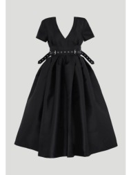 marques` almeida γυναικείο φόρεμα σατέν με όγκο στο κάτω μέρος - aw24dr0428mkbk μαύρο