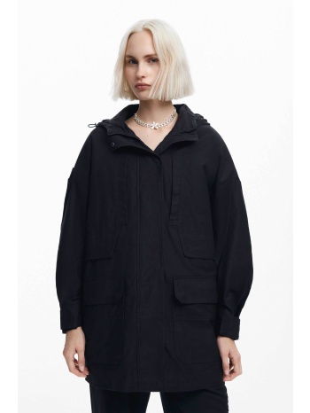 desigual γυναικείο μπουφάν παρκά με κουκούλα και κεντημένο