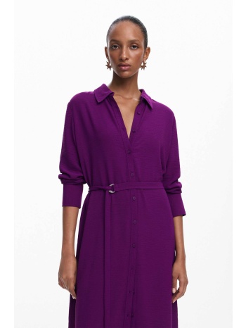 desigual γυναικείο midi φόρεμα σεμιζιέ μονόχρωμο με ασορτί