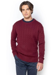 the bostonians ανδρικό πουλόβερ με cable knit pattern regular fit - mr1070 μπορντό