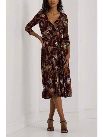 lauren ralph lauren γυναικείο midi φόρεμα κρουαζέ με μανίκι