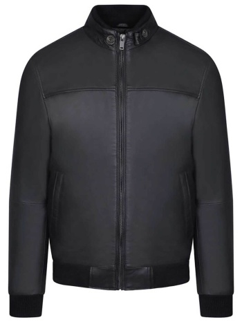 prince oliver ανδρικό δερμάτινο bomber jacket modern fit 