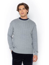 the bostonians ανδρικό πουλόβερ με cable knit pattern regular fit - mr1070 γκρι