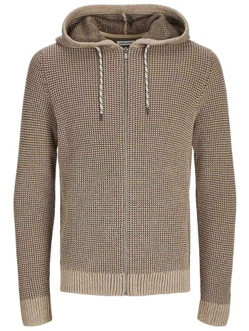 jack & jones ανδρική πλεκτή ζακέτα με κουκούλα regular fit